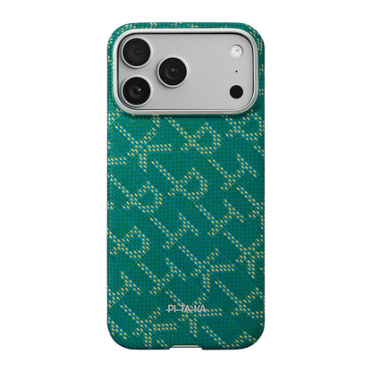 Apple iPhone 17 Pro Max Kılıf M-safe Şarj Özellikli Aramid Fiber Pitaka Tactile Woven Monogram Serisi Kapak - Görsel 3