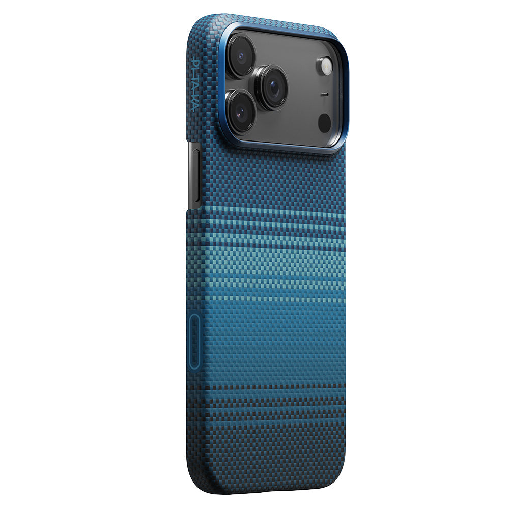 Apple iPhone 17 Pro Max Kılıf M-safe Şarj Özellikli Aramid Fiber Pitaka Tactile Woven Sunset-Moonrise Serisi Kapak - Görsel 3