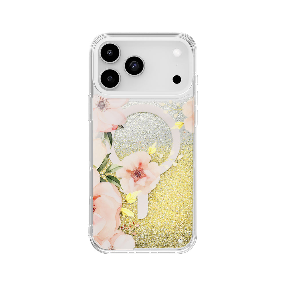 Apple iPhone 17 Pro Max Kılıf M-safe Şarj Özellikli Çiçek Desenli Simli Arka Yüzey Coehl Fleurette Kapak - Görsel 2