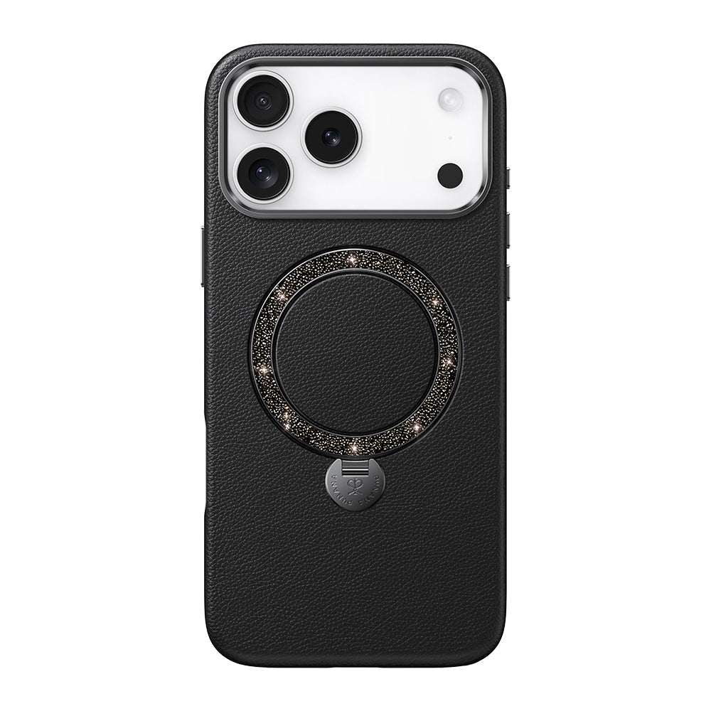 Apple iPhone 17 Pro Max Kılıf M-safe Şarj Özellikli Deri Tasarımlı Standlı Pynana Dancing Circle Luxury Serisi Kapak - Görsel 2