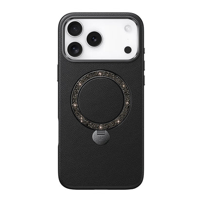 Apple iPhone 17 Pro Max Kılıf M-safe Şarj Özellikli Deri Tasarımlı Standlı Pynana Dancing Circle Luxury Serisi Kapak - Görsel 2