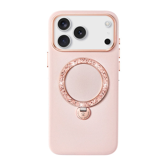 Apple iPhone 17 Pro Max Kılıf M-safe Şarj Özellikli Deri Tasarımlı Standlı Pynana Dancing Circle Luxury Serisi Kapak