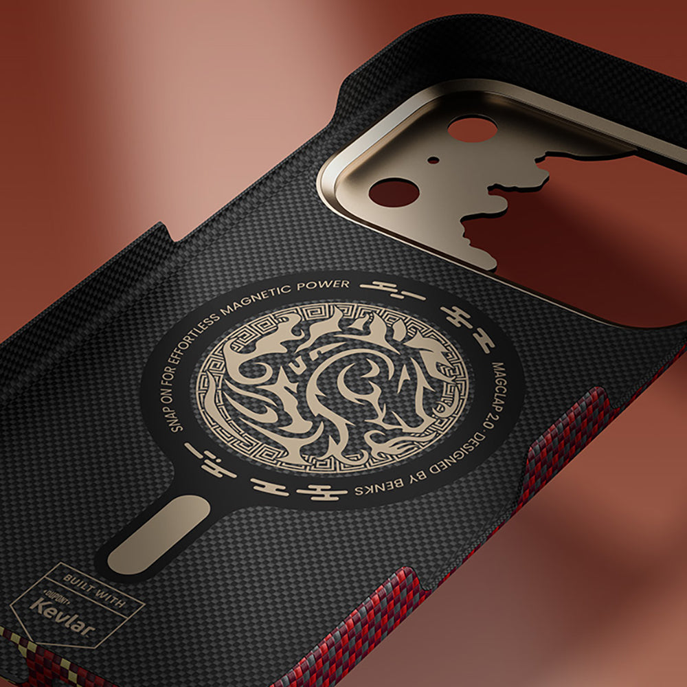 Apple iPhone 17 Pro Max Kılıf M-safe Şarj Özellikli Karbon Fiber Tasarımlı Benks Knight ArmorAir Kevlar Kapak - Görsel 10