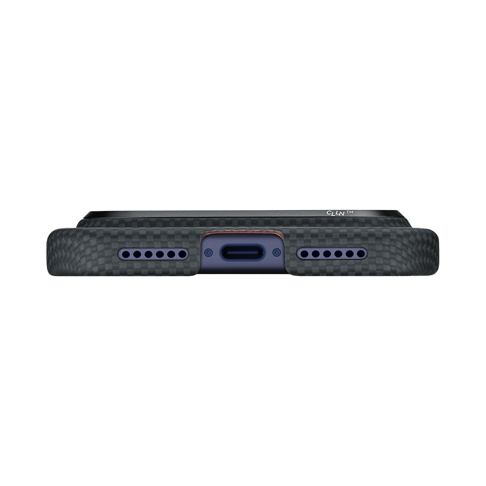 Apple iPhone 17 Pro Max Kılıf M-safe Şarj Özellikli Lumintex Teknolojili Fosforlu Aramid Fiber Pitaka Tactile Woven Aries Serisi Kapak - Görsel 5