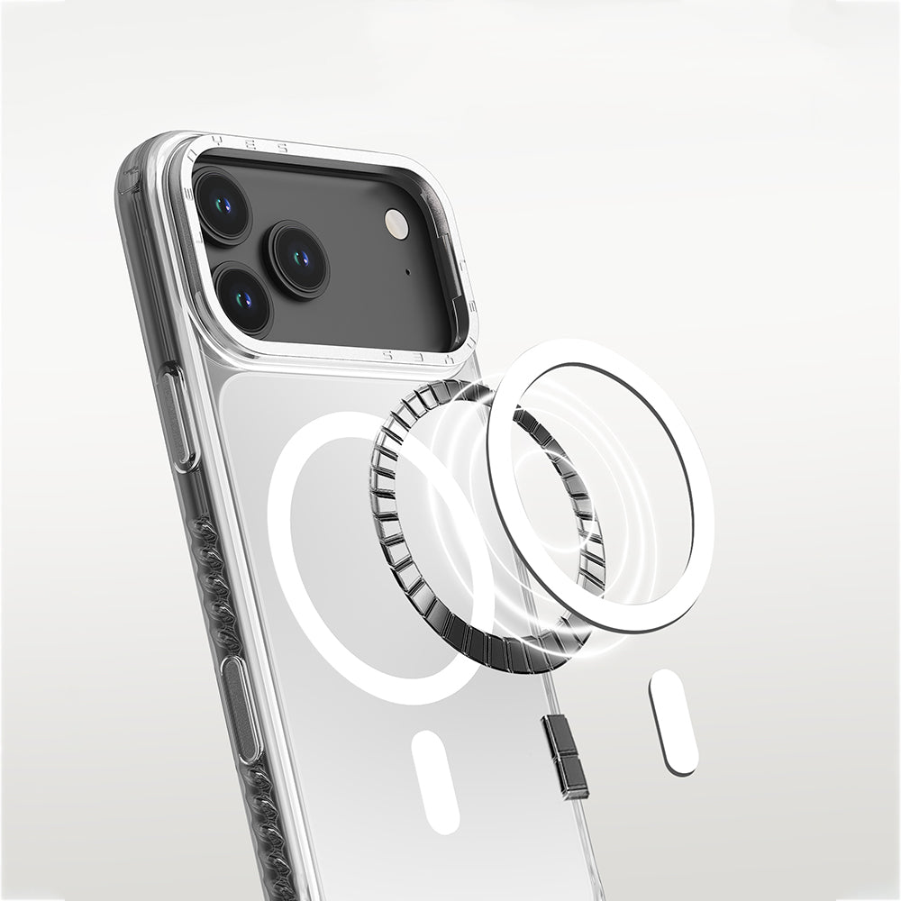 Apple iPhone 17 Pro Max Kılıf M-safe Şarj Özellikli Metal Kamera Çerçeveli Airbag Tasarımlı Lenyes CK221 Sert PC Kapak - Görsel 5