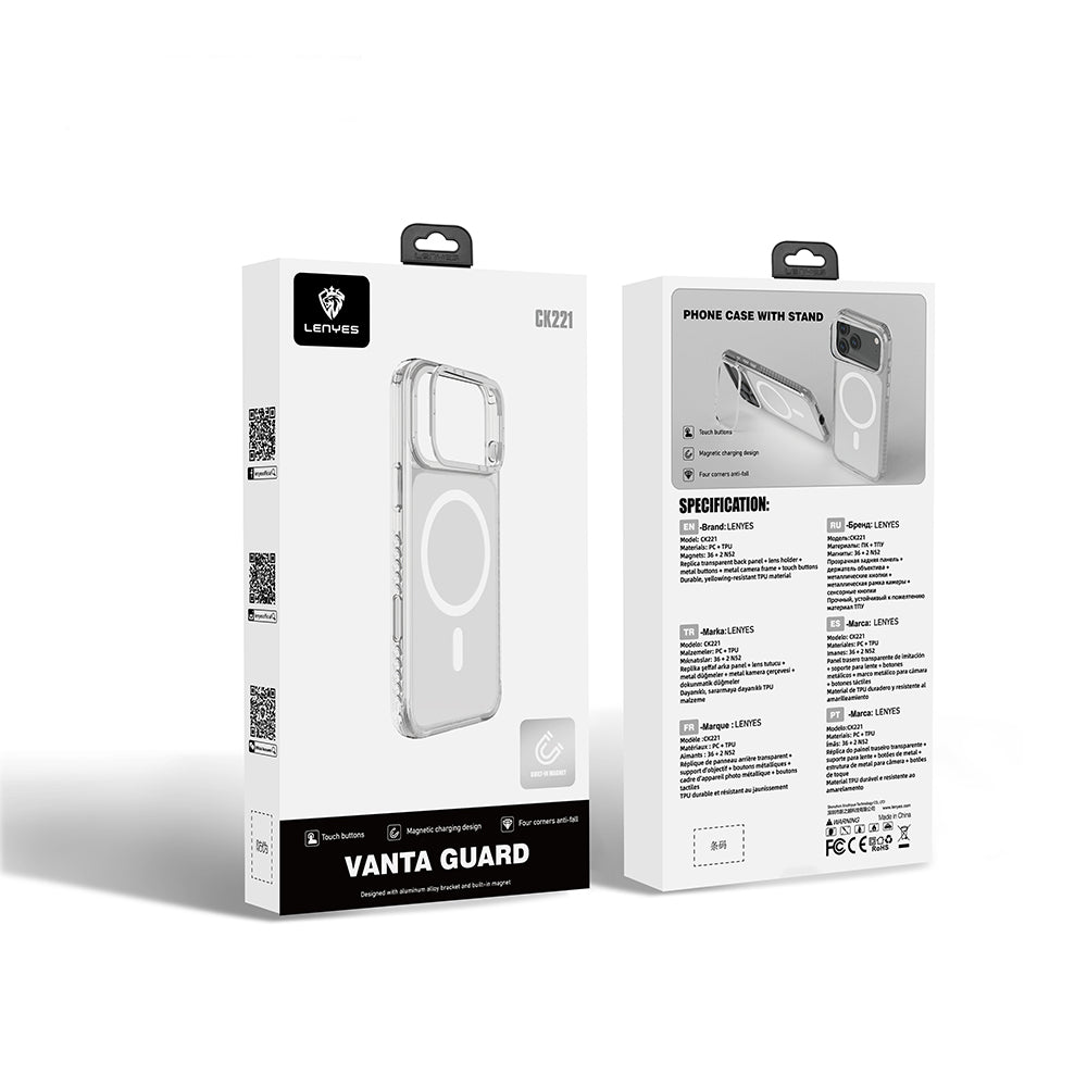 Apple iPhone 17 Pro Max Kılıf M-safe Şarj Özellikli Metal Kamera Çerçeveli Airbag Tasarımlı Lenyes CK221 Sert PC Kapak - Görsel 11