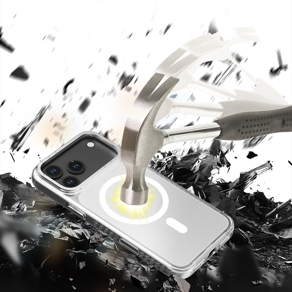 Apple iPhone 17 Pro Max Kılıf M-safe Şarj Özellikli Metal Kamera Çerçeveli Airbag Tasarımlı Lenyes CK221 Sert PC Kapak - Görsel 6