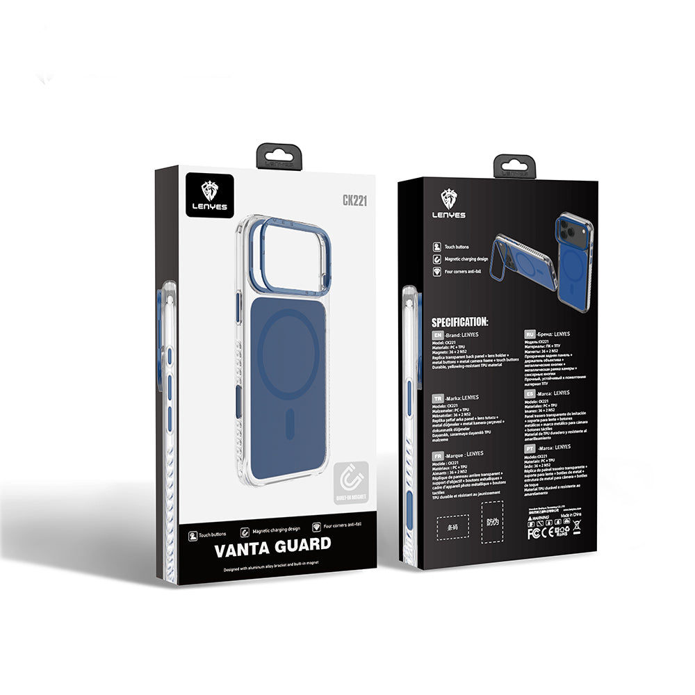 Apple iPhone 17 Pro Max Kılıf M-safe Şarj Özellikli Metal Kamera Çerçeveli Airbag Tasarımlı Lenyes CK221 Sert PC Kapak - Görsel 12