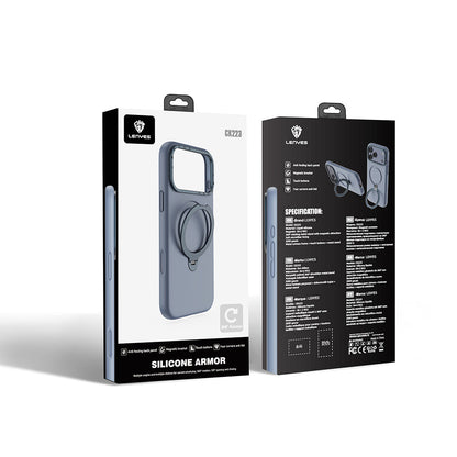 Apple iPhone 17 Pro Max Kılıf M-safe Şarj Özellikli Metal Standlı Sıvı Silikon Lenyes CK223 Kapak - Görsel 10