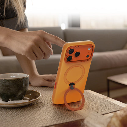 Apple iPhone 17 Pro Max Kılıf M-safe Şarj Özellikli Metal Standlı Sıvı Silikon Lenyes CK223 Kapak - Görsel 5
