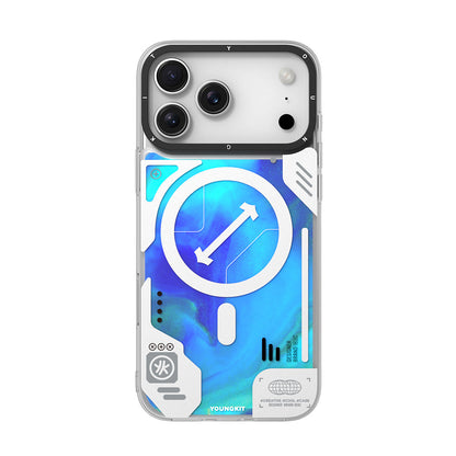 Apple iPhone 17 Pro Max Kılıf M-safe Şarj Özellikli Parlak Kumlu Sıvılı Tasarımlı Galaxy Fantasy Serisi Kapak - Görsel 2