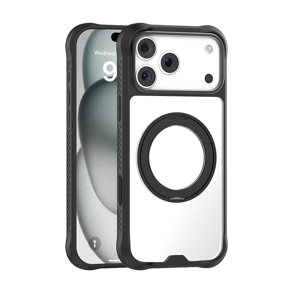 Apple iPhone 17 Pro Max Kılıf M-safe Şarj Özellikli Parmak Ring Standlı Airbag Tasarımlı Mutural Obsidian Serisi Kapak - Görsel 4