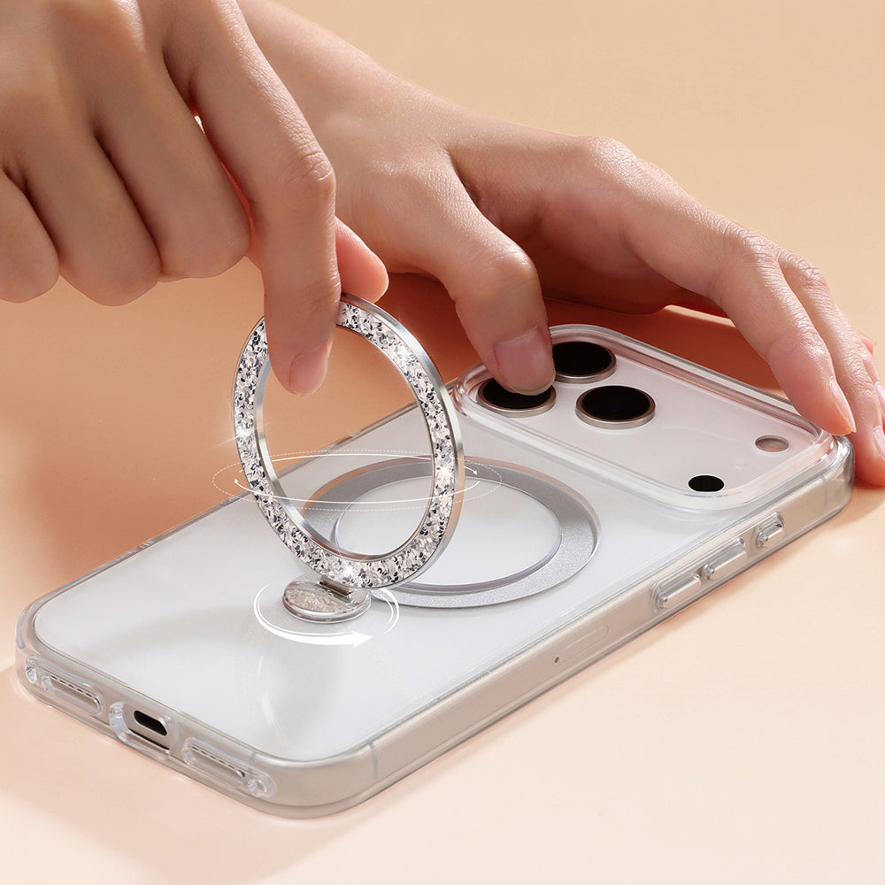 Apple iPhone 17 Pro Max Kılıf M-safe Şarj Özellikli Simli Standlı Pynana Dancing Circle Trendy Serisi Kapak - Görsel 9