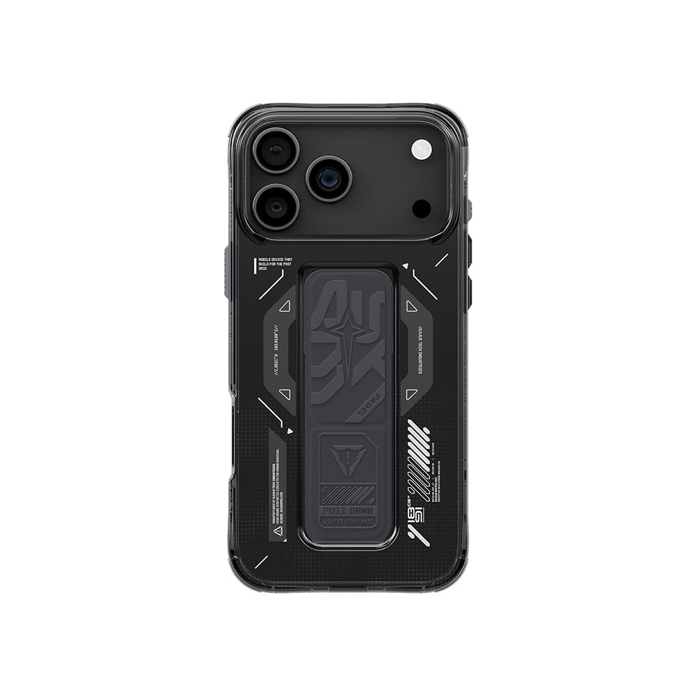 Apple iPhone 17 Pro Max Kılıf M-safe Şarj Özellikli Teknoloji Desenli Skinarma Helio Mag Charge Standlı Kapak - Görsel 3