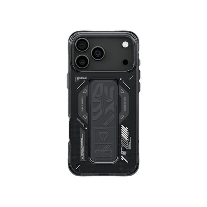 Apple iPhone 17 Pro Max Kılıf M-safe Şarj Özellikli Teknoloji Desenli Skinarma Helio Mag Charge Standlı Kapak - Görsel 3