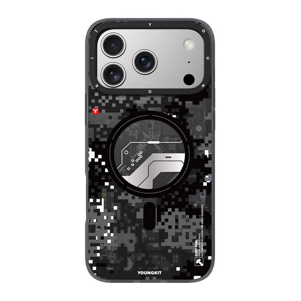 Apple iPhone 17 Pro Max Kılıf M-Safe Şarj Özellikli Youngkit Camouflage Sykell Serisi Kapak - Görsel 2