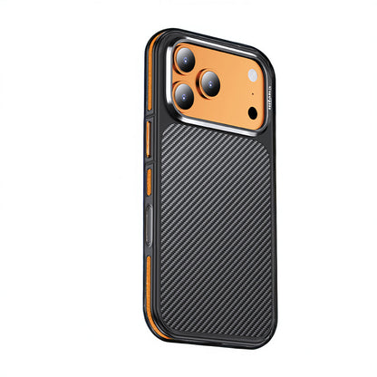 Apple iPhone 17 Pro Max Kılıf Mat Transparan Karbon Fiber Görünümlü Wlons Marin Kapak - Görsel 2
