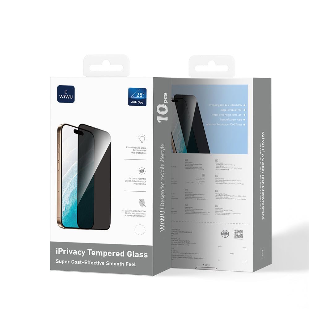 Apple iPhone 17 Pro Max Wiwu GT-015 Özellikli Çok Katmanlı Temperli iPrivacy Cam Ekran Koruyucu 10'lu Paket - Görsel 6