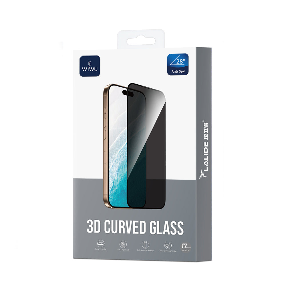 Apple iPhone 17 Pro Max Wiwu LLD302 3D Curved iPrivacy Parmak İzi Bırakmayan Temperli Cam Ekran Koruyucu - Görsel 3
