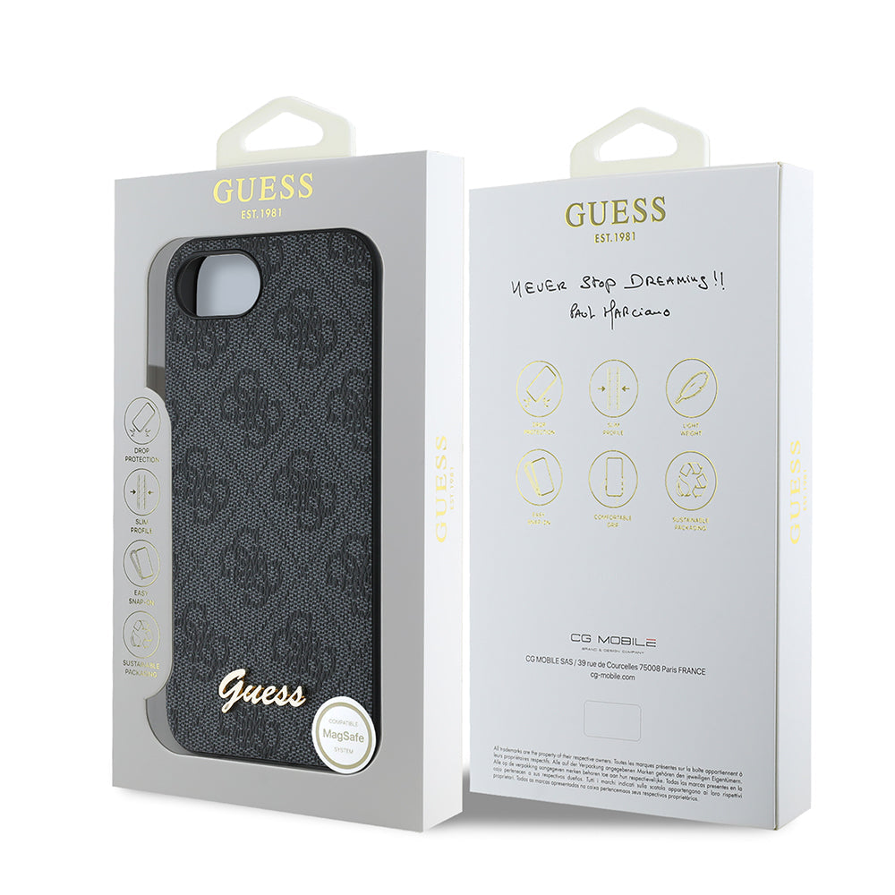 Apple iPhone 17E Kılıf Guess Orjinal Lisanslı 4G Desenli Script Metal Logolu Kapak - Görsel 8