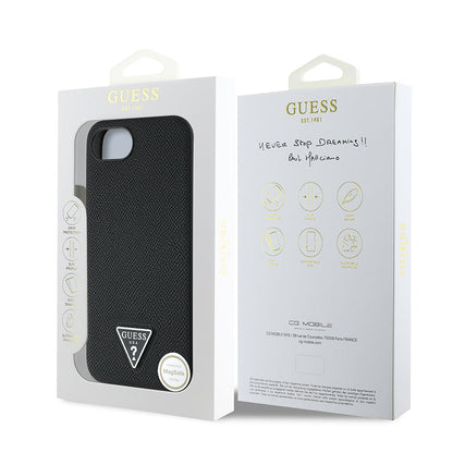 Apple iPhone 17E Kılıf Guess Orjinal Lisanslı M-safe Şarj Özellikli Grained Triangle Kapak - Görsel 8