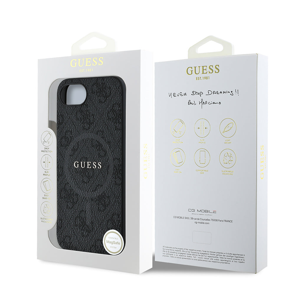 Apple iPhone 17E Kılıf Guess Orjinal Lisanslı M-safe Şarj Özellikli PU Halkalı 4G Desenli Yazı Logolu Kapak - Görsel 6