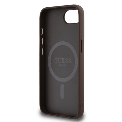 Apple iPhone 17E Kılıf Guess Orjinal Lisanslı M-safe Şarj Özellikli PU Halkalı 4G Desenli Yazı Logolu Kapak - Görsel 14