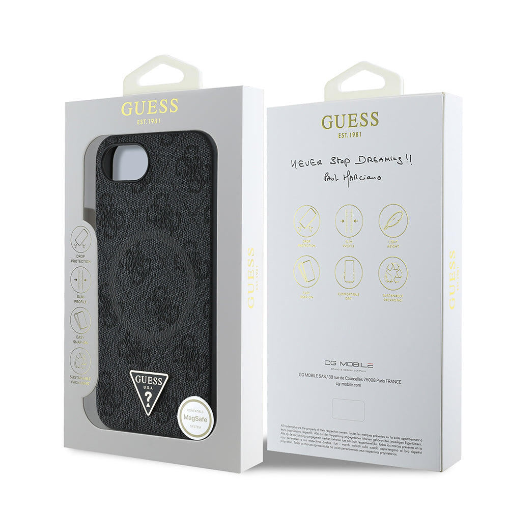 Apple iPhone 17E Kılıf Guess Orjinal Lisanslı M-safe Şarj Özellikli PU Üçgen Logo 4G Desenli Kapak - Görsel 15