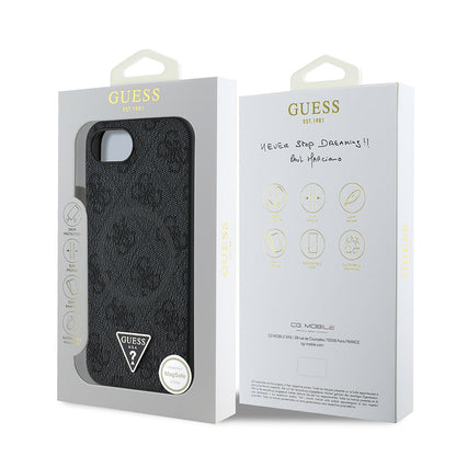 Apple iPhone 17E Kılıf Guess Orjinal Lisanslı M-safe Şarj Özellikli PU Üçgen Logo 4G Desenli Kapak - Görsel 15