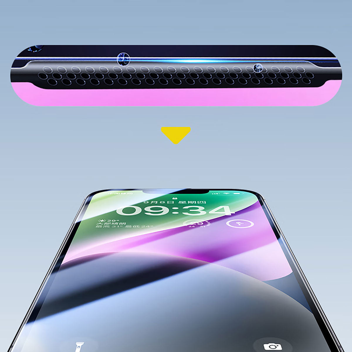 Apple iPhone 17E Wiwu CZ-003 Mavi Işık Teknolojili Hidrofobik ve Oleofobik Parlama Önleyici Cam Ekran Koruyucu - Görsel 2