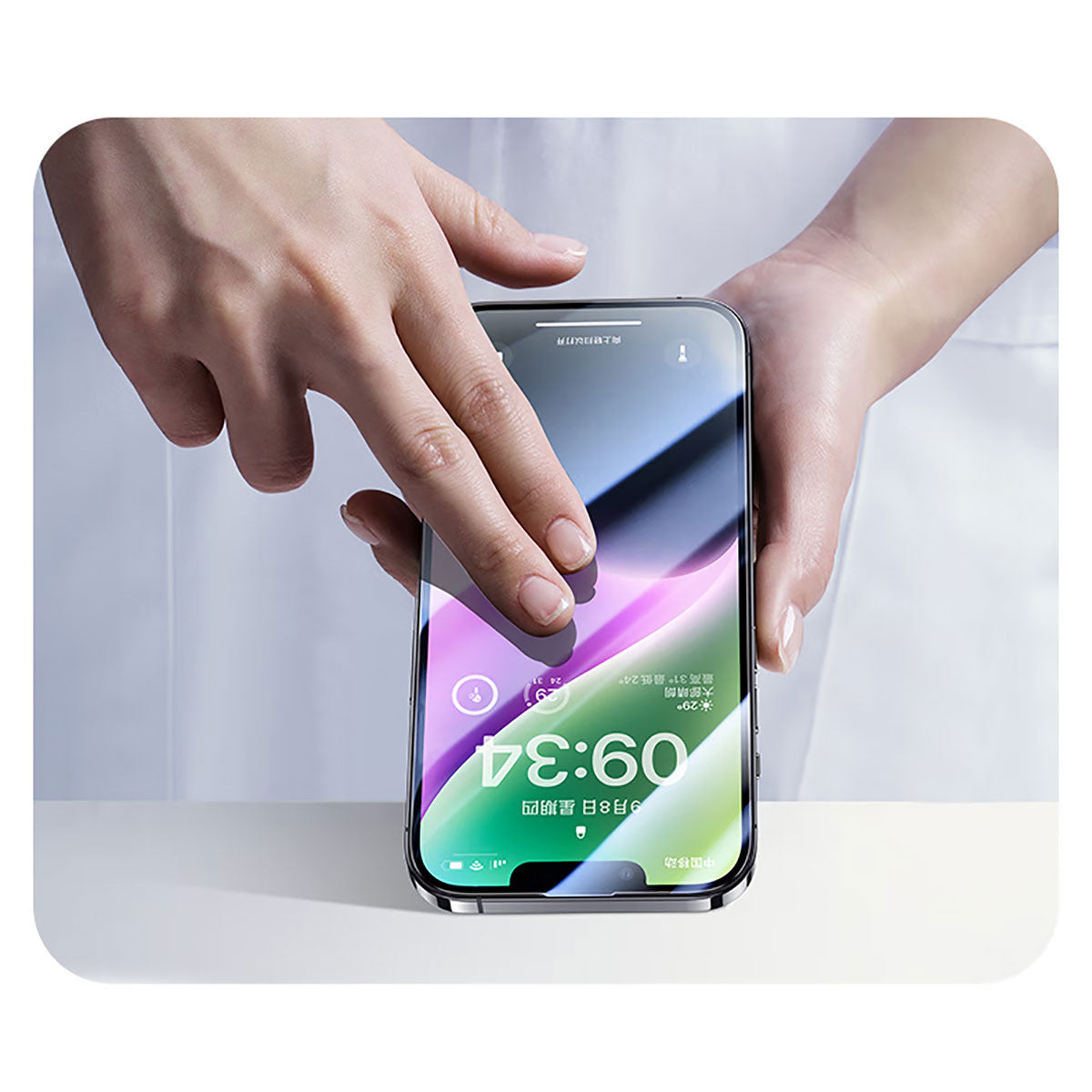 Apple iPhone 17E Wiwu CZ-003 Mavi Işık Teknolojili Hidrofobik ve Oleofobik Parlama Önleyici Cam Ekran Koruyucu - Görsel 9