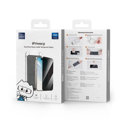 Apple iPhone 17E Wiwu Wi-SQ009 Easy Install iPrivacy 360° Anti-Peep Oleofobik Temperli Cam Ekran Koruyucu + Kolay Uygulama Aparatlı - Görsel 7