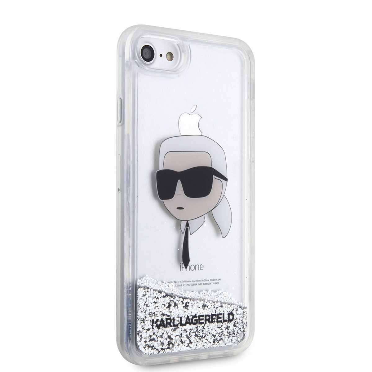 Apple iPhone 8 Kılıf Karl Lagerfeld Sıvılı Simli Karl Head Dizayn Kapak - Görsel 2