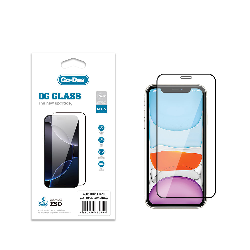 Apple iPhone XR 6.1 Go Des OG Glass Antistatik Temperli Cam Ekran Koruyucu - Görsel 2
