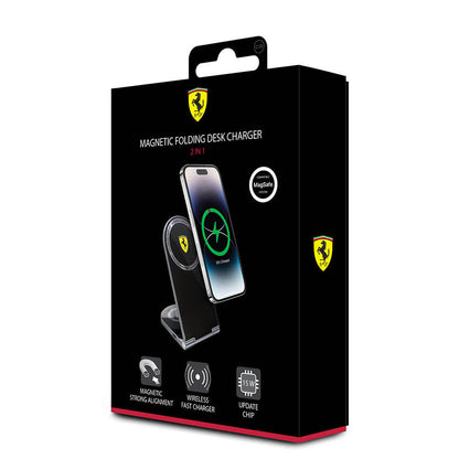Ferrari Orijinal Lisanslı Katlanabilir Baskılı Shield Logolu Magnetik Kablosuz Şarj Standı