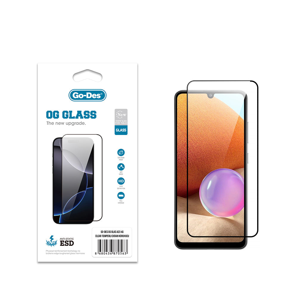 Galaxy A23 Go Des OG Glass Antistatik Temperli Cam Ekran Koruyucu - Görsel 2