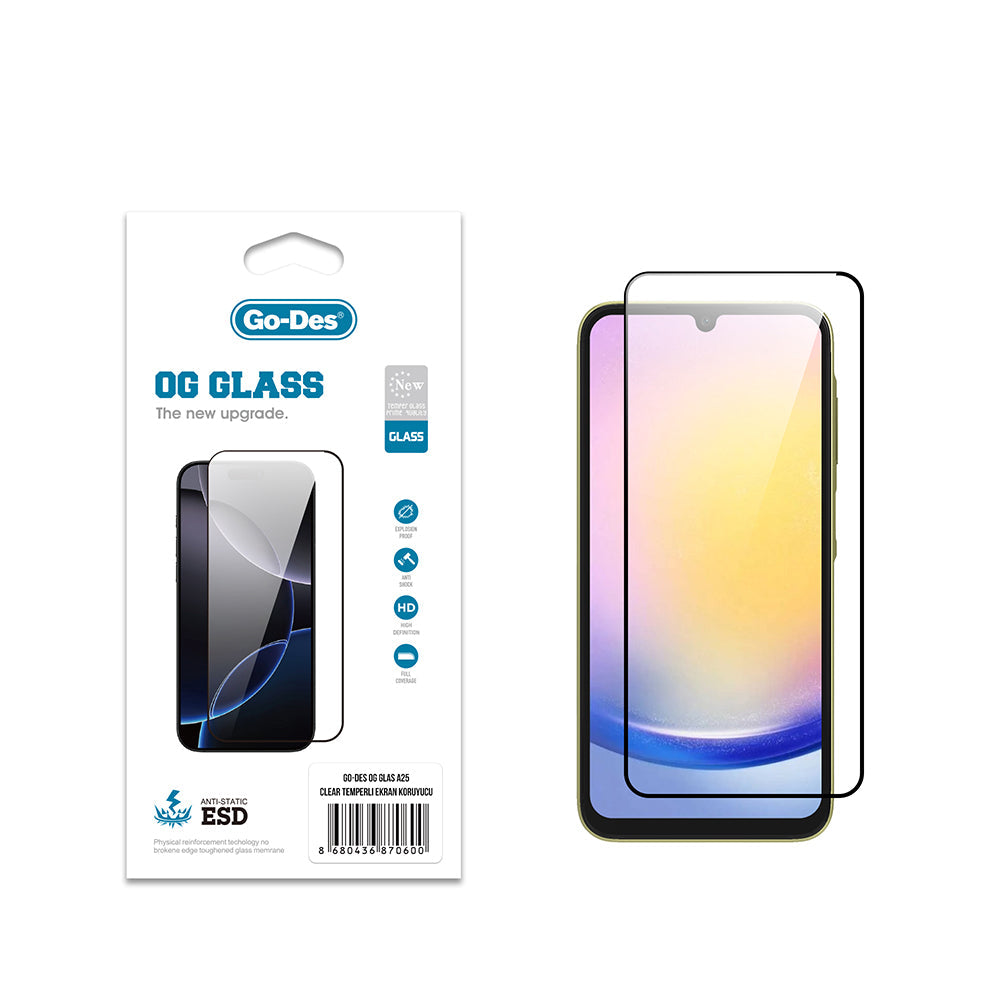 Galaxy A25 Go Des OG Glass Antistatik Temperli Cam Ekran Koruyucu - Görsel 2