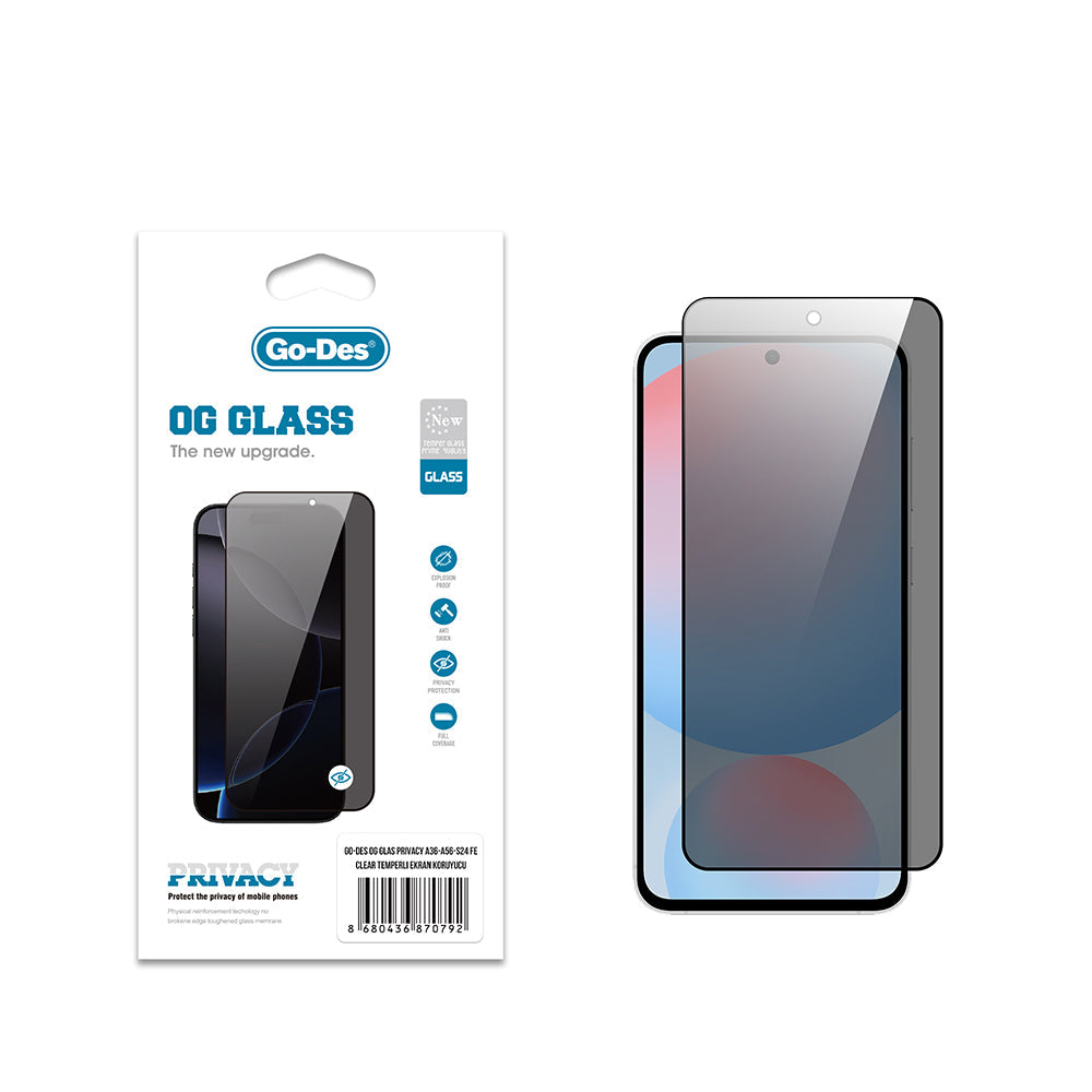 Galaxy A56 Go Des OG Glass Privacy Antistatik Temperli Cam Ekran Koruyucu - Görsel 2