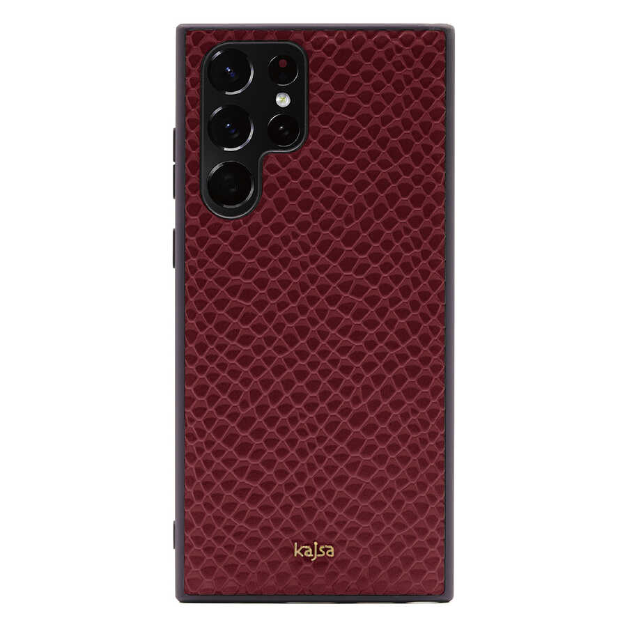 Galaxy S22 Ultra Kılıf Kajsa Pearl Pattern Hakiki Deri Kapak - Görsel 5