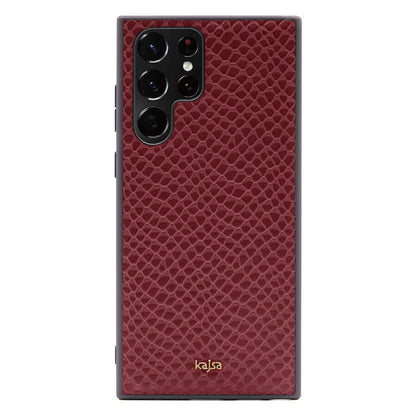 Galaxy S22 Ultra Kılıf Kajsa Pearl Pattern Hakiki Deri Kapak - Görsel 5