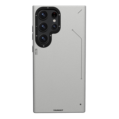 Galaxy S23 Ultra Kılıf M-safe Şarj Özellikli Basit Mat Deri Desenli Youngkit Tech Fashion Serisi Kapak - Görsel 2