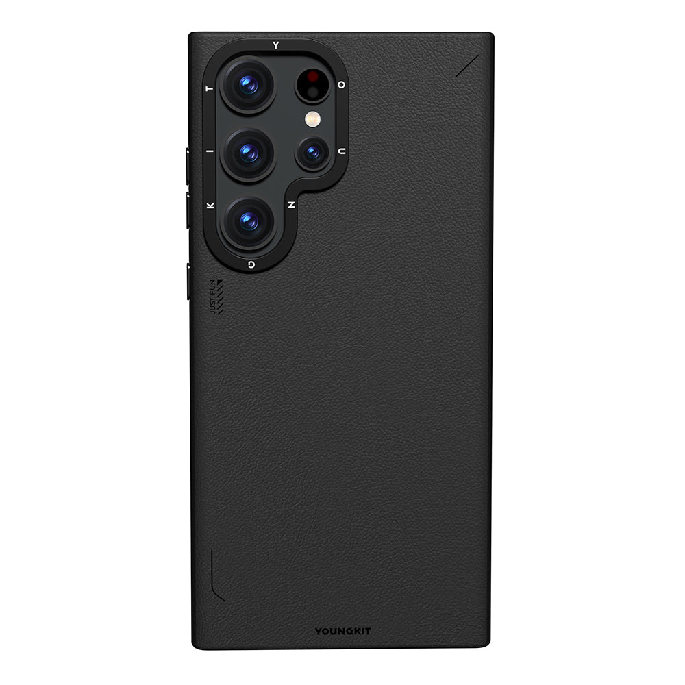 Galaxy S23 Ultra Kılıf M-safe Şarj Özellikli Basit Mat Deri Desenli Youngkit Tech Fashion Serisi Kapak - Görsel 4