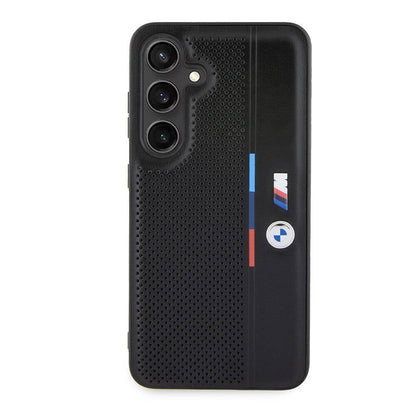 Galaxy S24 Kılıf BMW Orjinal Lisanslı M Logolu Üç Renk Çizgili Delikli Detail Line Kapak - Görsel 2