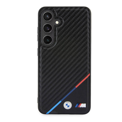 Galaxy S24 Kılıf BMW Orjinal Lisanslı M-safe Şarj Özellikli M Logolu Üç Çizgili PU Karbon Kapak - Görsel 2