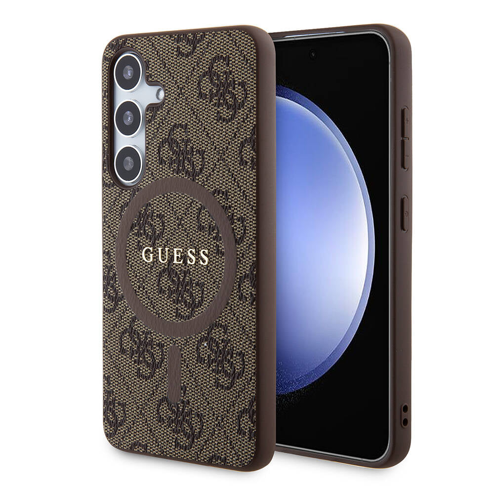 Galaxy S24 Kılıf Guess Orjinal Lisanslı M-safe Şarj Özellikli PU Halkalı 4G Desenli Yazı Logolu Kapak - Görsel 2