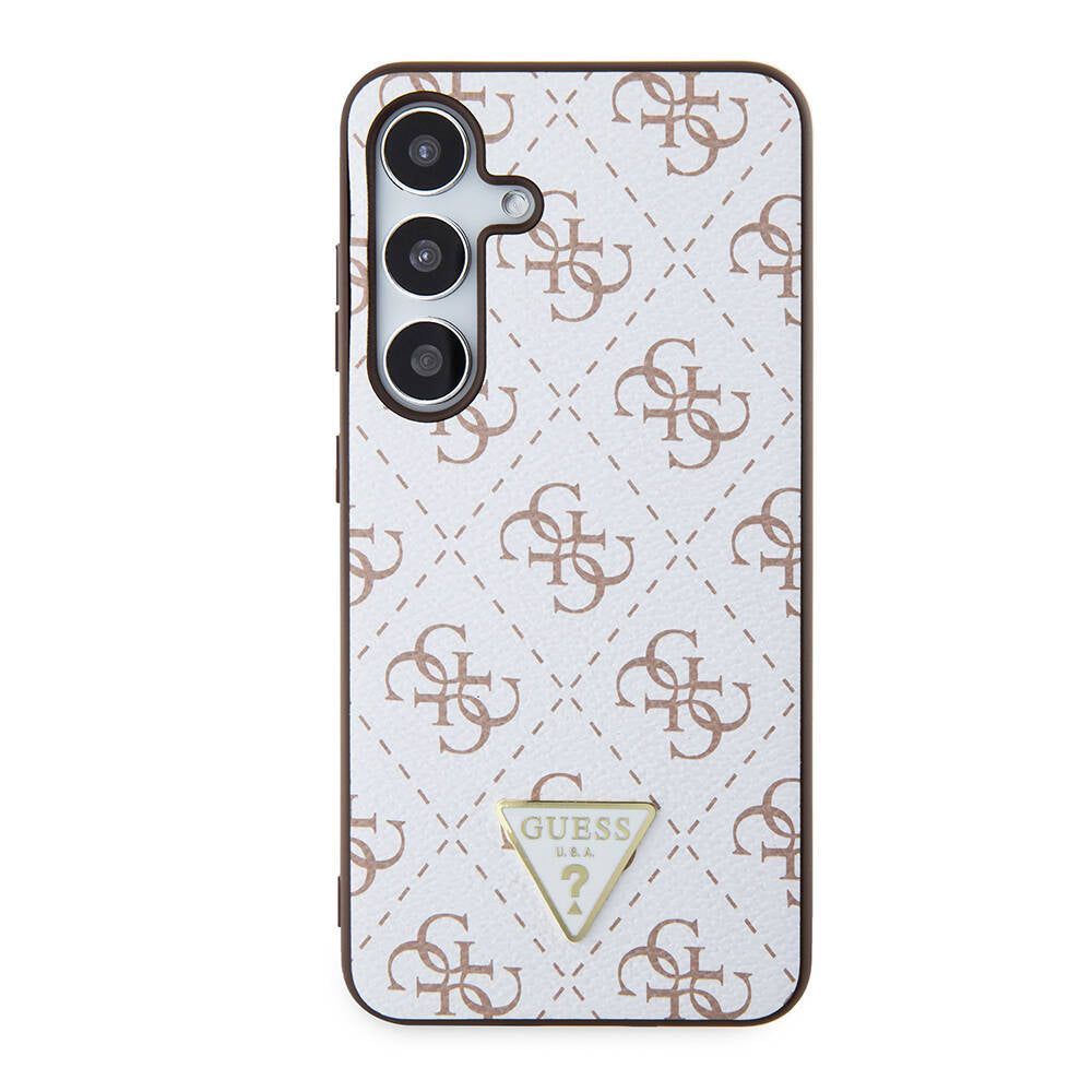 Galaxy S24 Kılıf Guess Orjinal Lisanslı PU Üçgen Logo 4G Desenli Kapak - Görsel 3