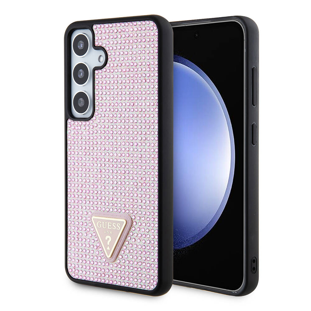 Galaxy S24 Kılıf Guess Orjinal Lisanslı Taşlı Arka Yüzey Üçgen Logolu Kapak - Görsel 3