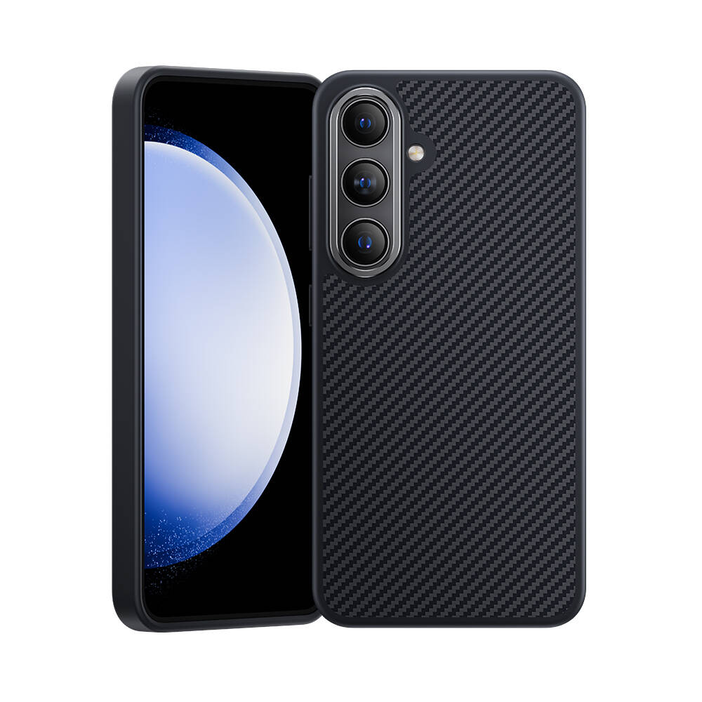 Galaxy S24 Kılıf Karbon Fiber M-safe Şarj Özellikli Benks Hybrid ArmorPro 600D Kevlar Kapak - Görsel 2