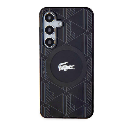 Galaxy S24 Kılıf Lacoste Orjinal Lisanslı M-safe Şarj Özellikli Çift Katmanlı Timsah Logolu Blend Monogram Kapak - Görsel 4