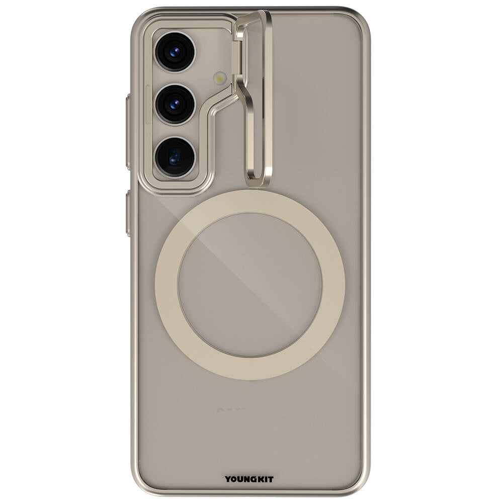 Galaxy S24 Kılıf M-safe Şarj Özellikli Sararma Önleyici Youngkit Crystal Grid Kapak - Görsel 2